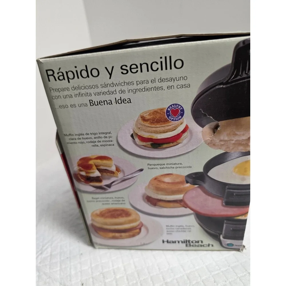 Hamilton Beach Breakfast Sandwich Maker‎ Black 25477 Quick Easy 5 Minutes NEW